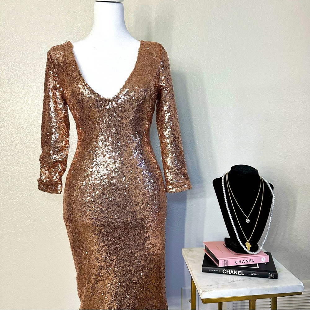 ROSE GOLD SEQUENCE MINI DRESS